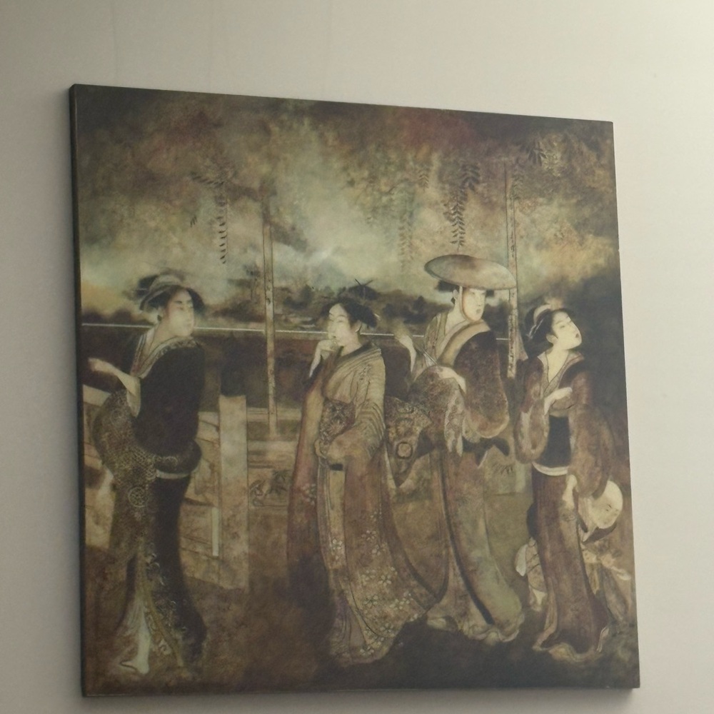 Elegant Japanese Art Canvas in Brown Tones